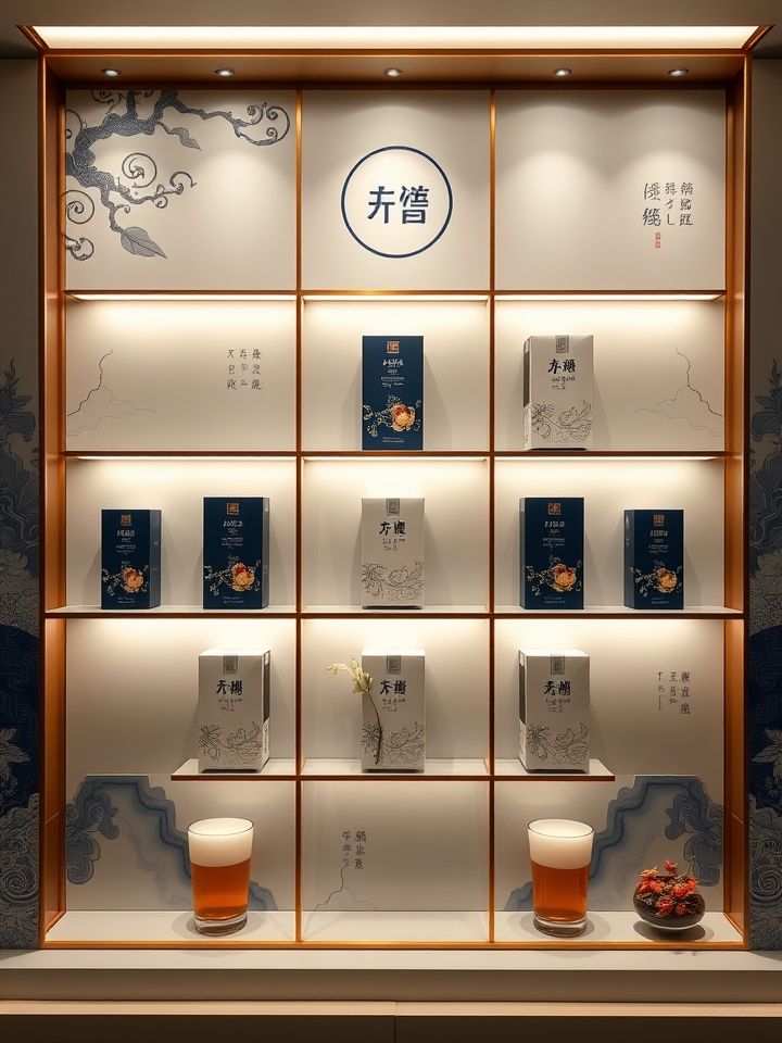 呈现九宫格产品组合，突出敦煌元素限定款奶茶与鲜果茶系列