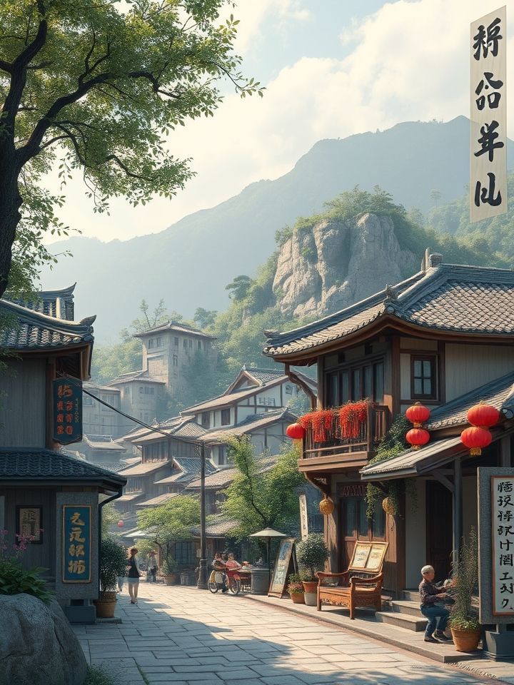 展示甘肃某地标商圈门店，有顾客排队场景及特色文化墙的加盟店实景图