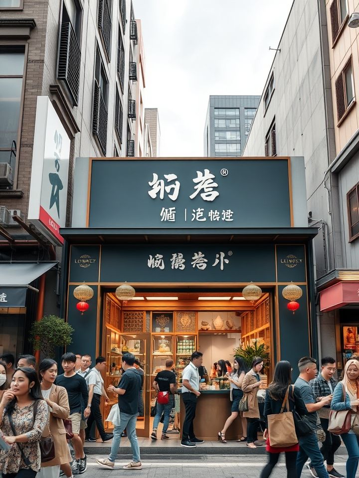 临夏奶茶市场迎新机遇：龙的良方式茶加盟计划正式启动相关的**插图1**：临夏市中心商圈实景图，画面中“龙的良方式茶”门店顾客络绎不绝，店员正为消费者递送特色