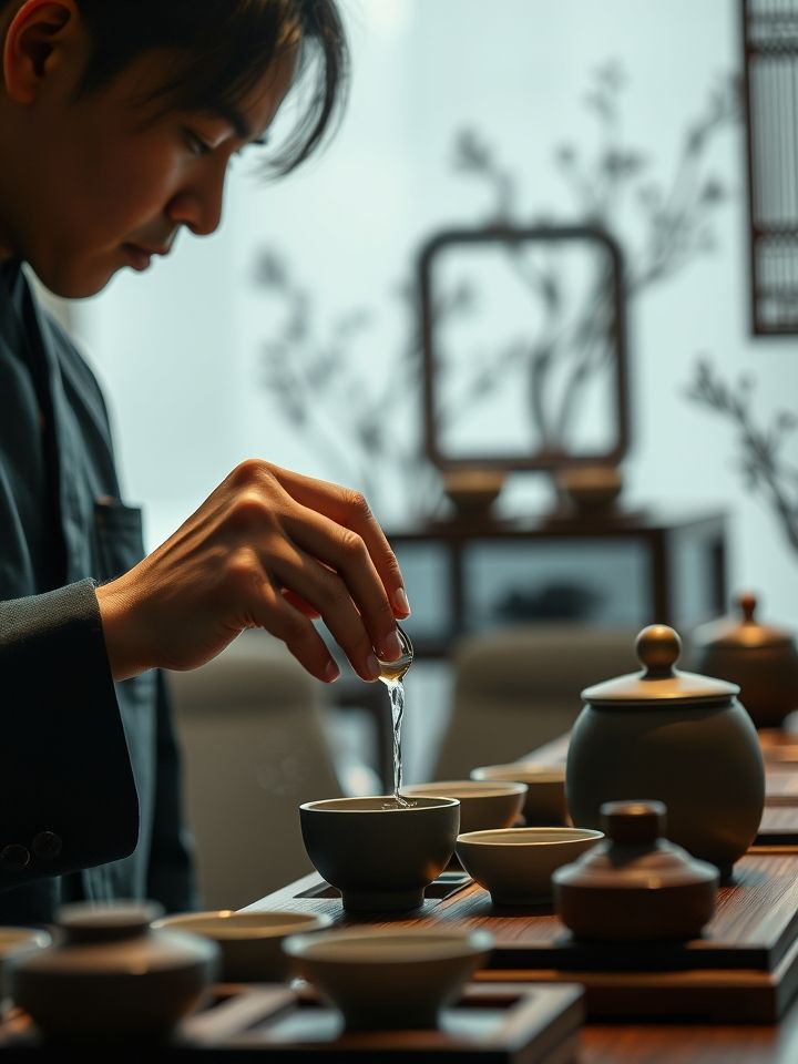 品牌门店实制茶师操作特写画面
