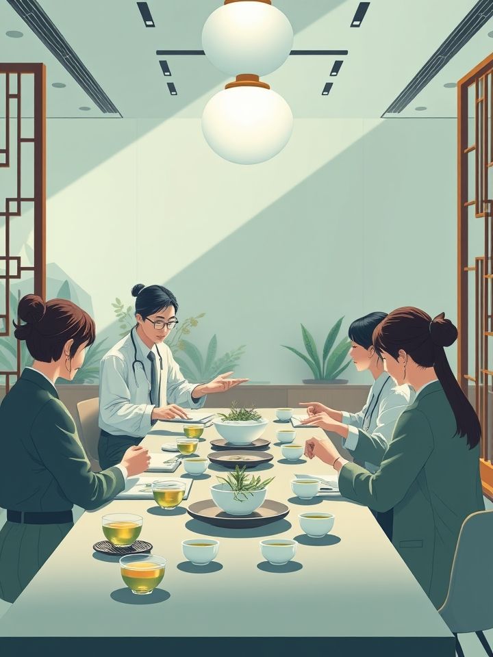 呈现总部培训现场，导师手把手指导店员制作新品茶饮